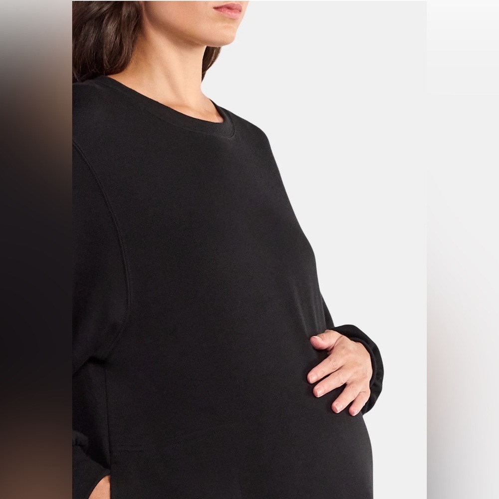 Time and Tru Maternity Sweatshirt Dress Black French Terry Long Sleeve XL NWT - Picture 4 of 6